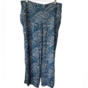 Maeve (Anthropologie) Blue Print Wide Leg Pants Size XL
